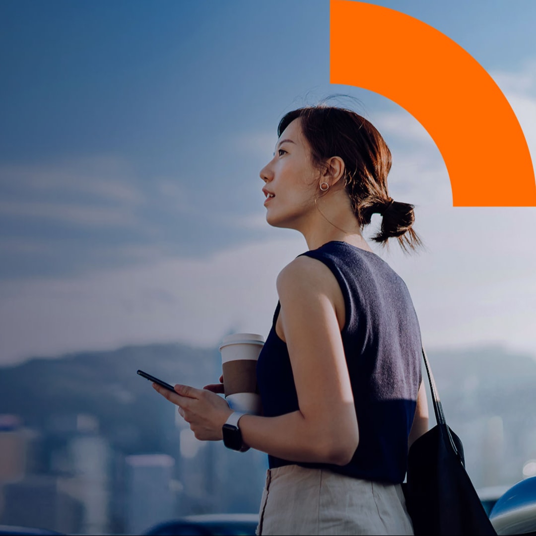 woman looking at clouds banner curve