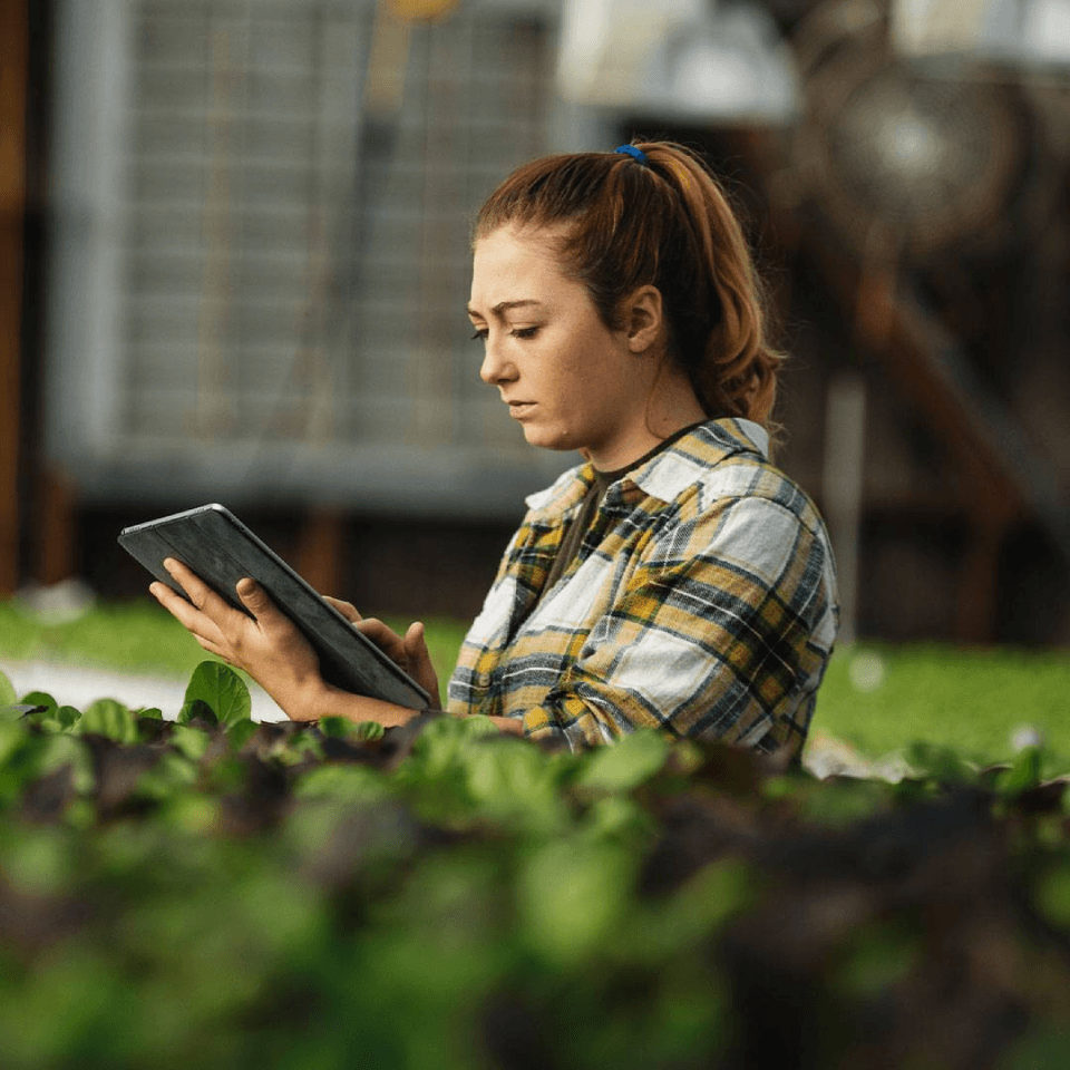 woman using her tablet outdoors