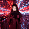 Woman in the middle of a very bright street
