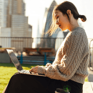 A woman working in a park