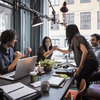 Team meeting in modern office.