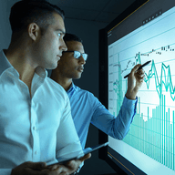 a person explaining a chart