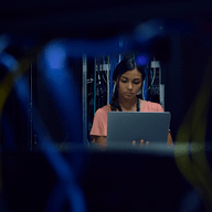 A woman working on her laptop