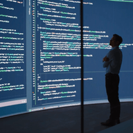 person looking at a screen