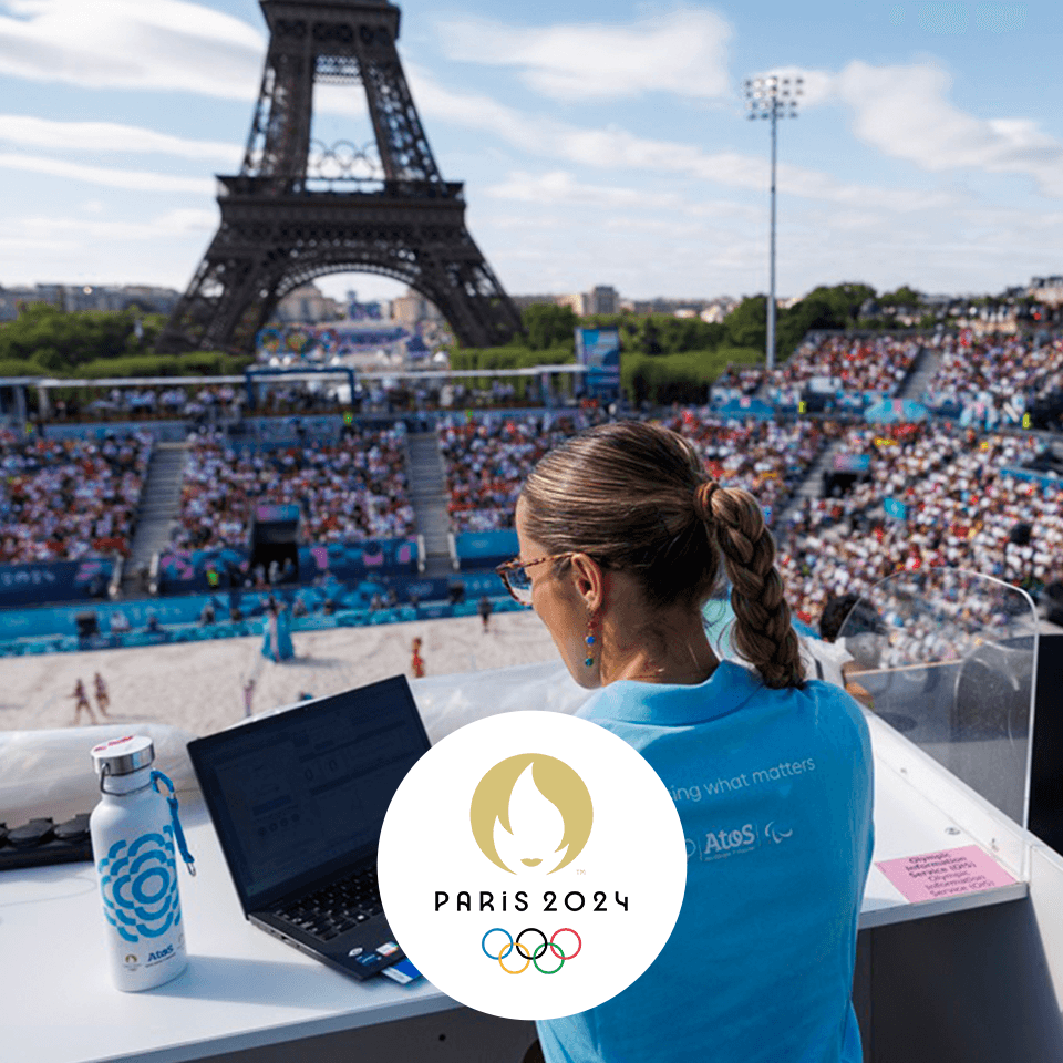 Woman working at eiffel tower venue.