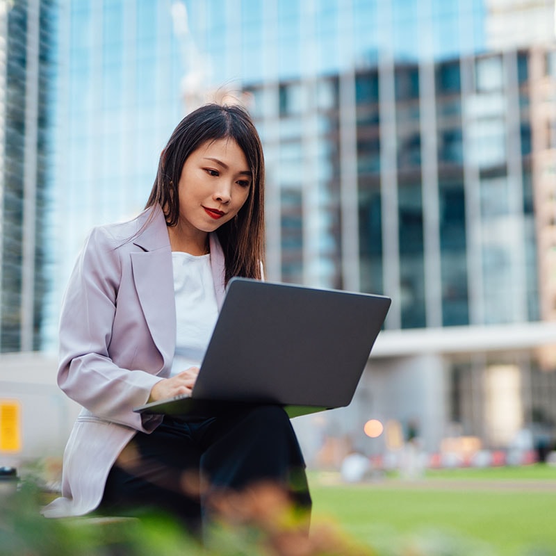 girl working outdoors