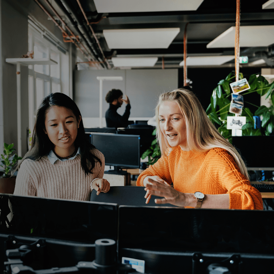 two co-workers working together